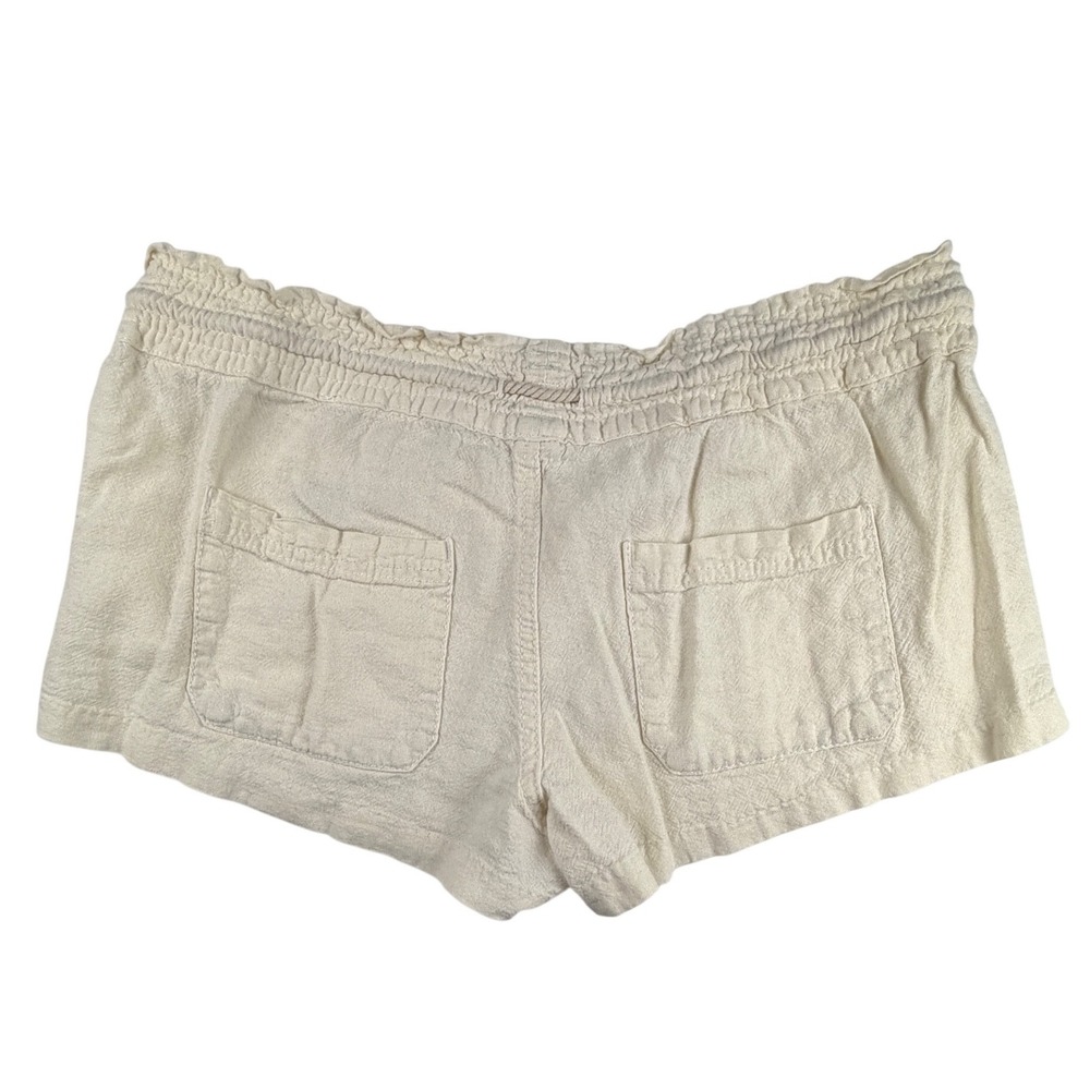 Roxy Womens Cream Linen Blend Smocked Waist Beach Shorts Size L Drawstring - Picture 2 of 3